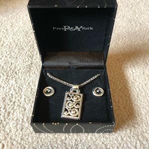 Preston & York Silver Necklace And Earring Set